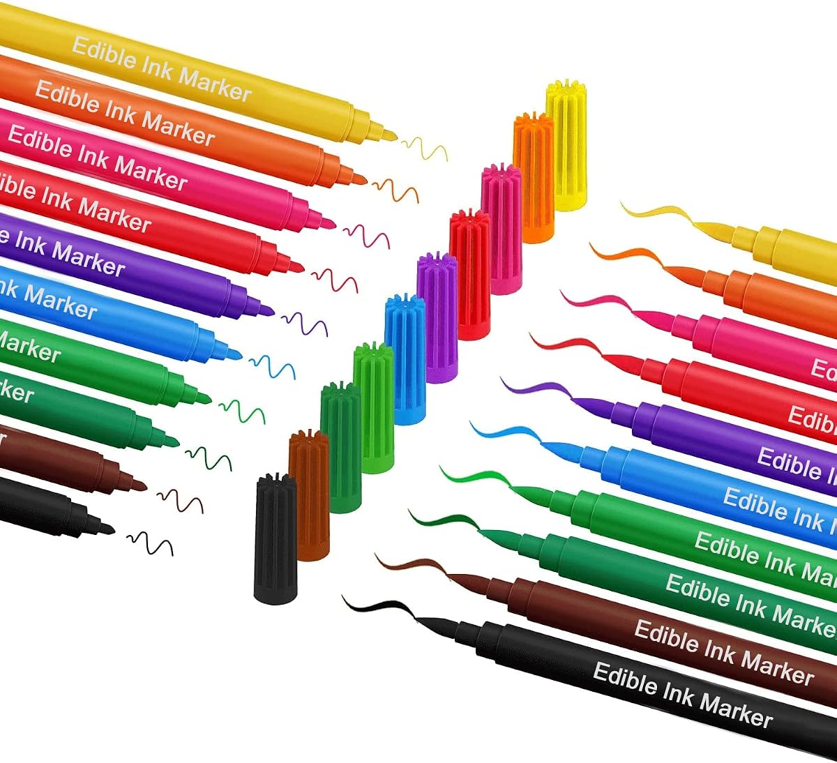 Fanika Rotuladores comestibles para colorear alimentos, 10 colores, bolígrafos de punta fina de doble cara de calidad alimentaria y marcador comestible para decoración de galletas, fondant, pasteles, glaseado, huevos de Pascua