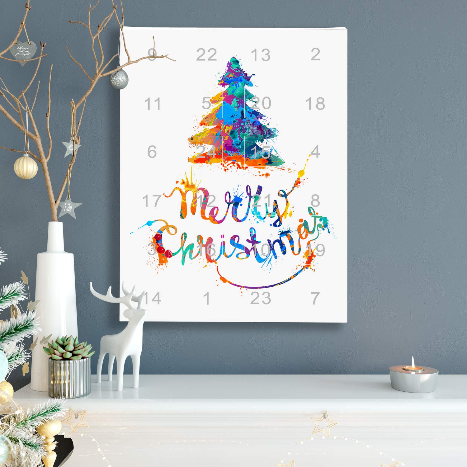 Merry Christmas Mode-Schmuck Adventskalender 2025 mit Halskette, Armband + 22 individuelle Perlen-Anhänger aus Glas & Metall, Geschenkidee für Mädchen, bunt, 24-teilig (1 Set)