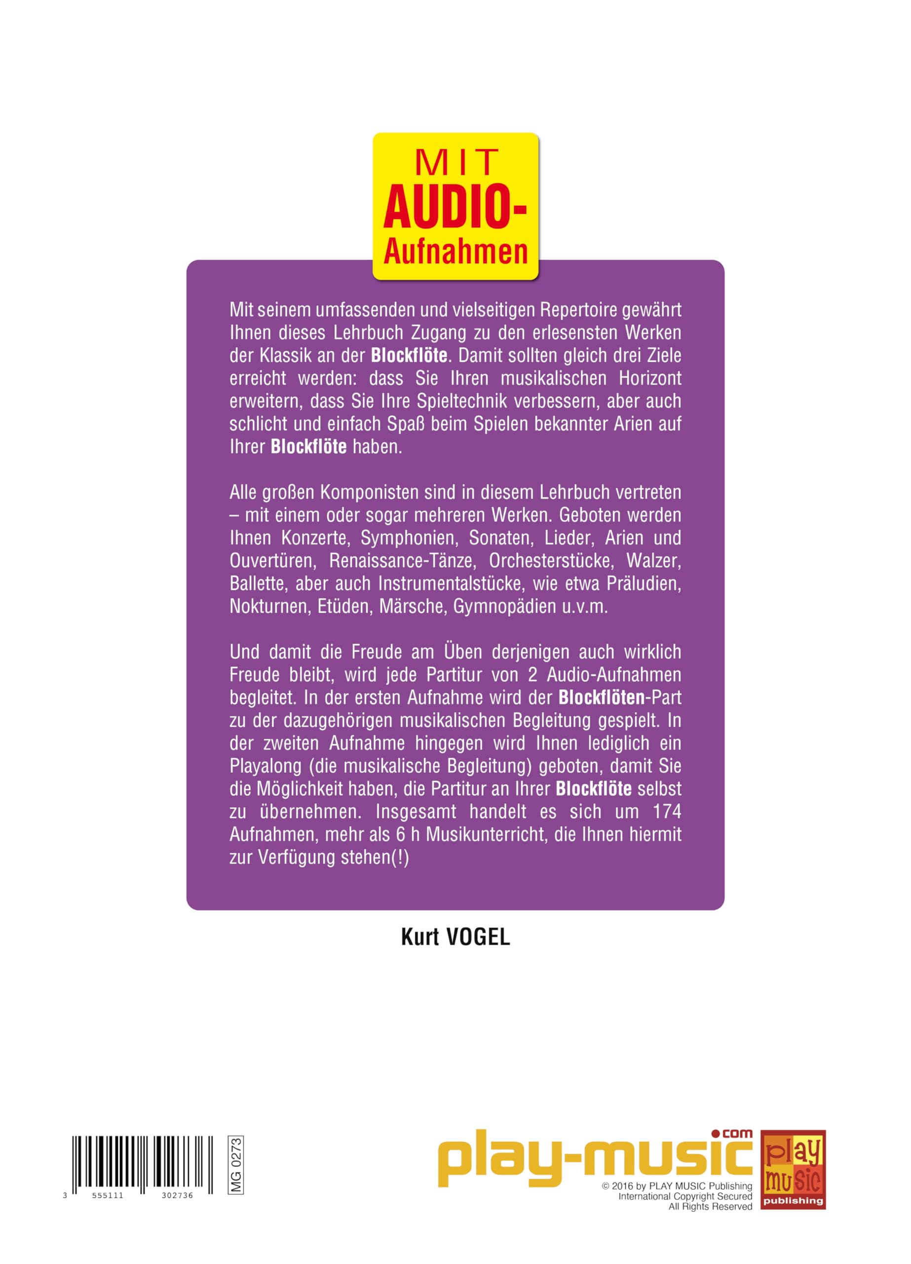Erlesene Klassik-Melodien für Blockflöte (Lehrbuch + MP3-Audios)