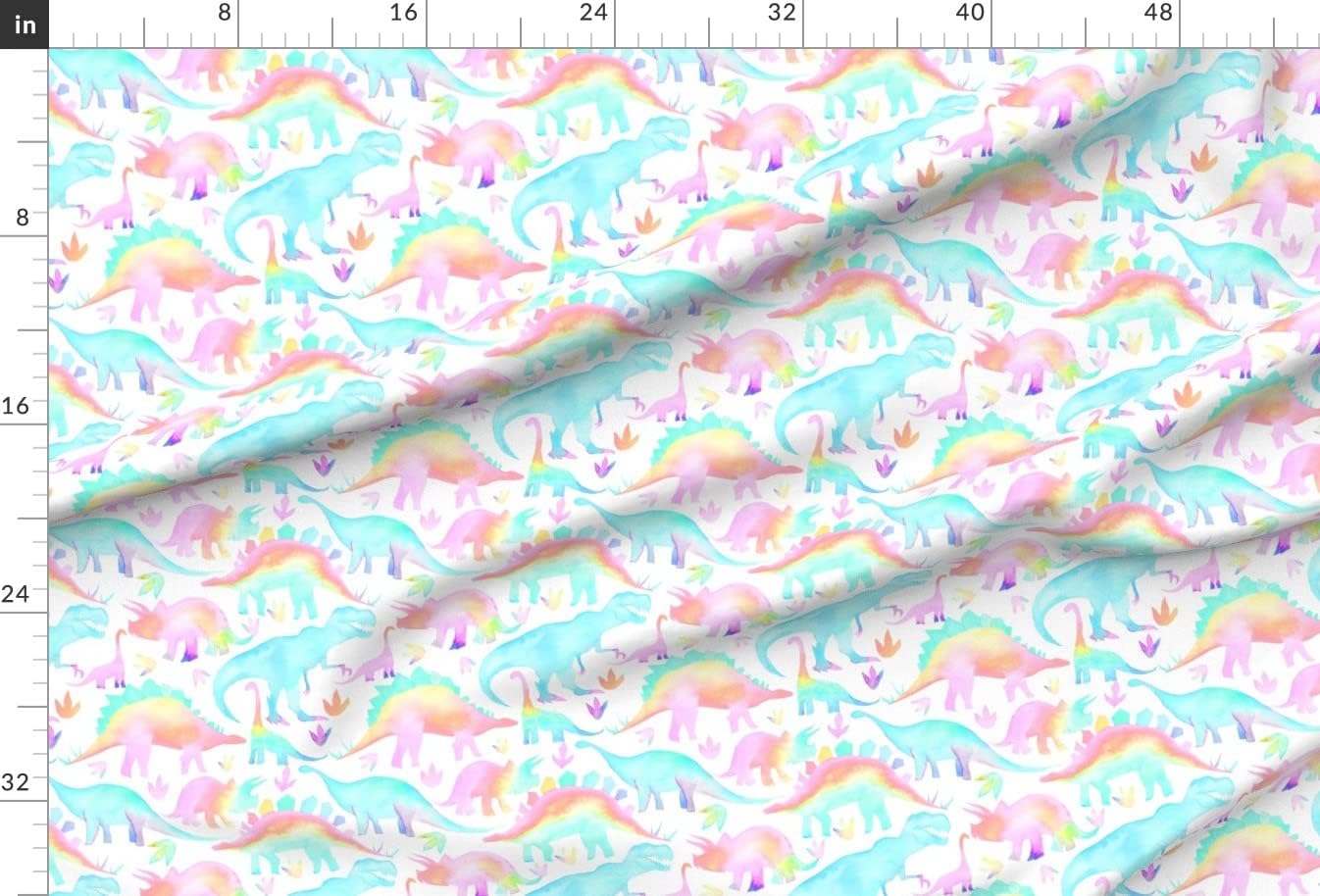 Spoonflower Fabric - Pastel Dinosaurs Scale Dinosaur Boys Childrens Watercolor Printed on Upholstery Velvet Fabric Fat Quarter - Upholstery Home Decor Bottomweight Apparel