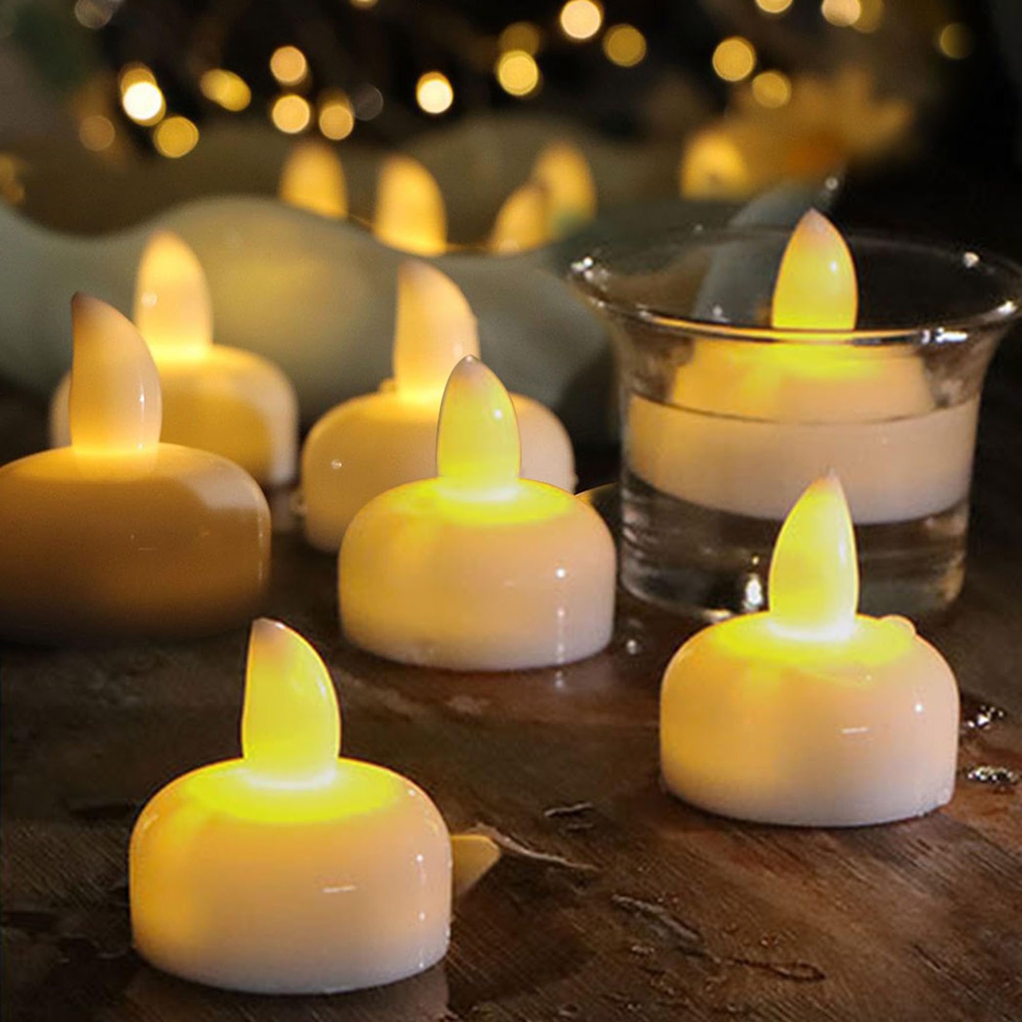 Flameless Floating Candles, 12 Pack Led Water Tealight Candles, Water Sensor Led Tea Lights Candle, Diwali Diya Led Lights, Waterproof Battery Candles Lights for Wedding, Party,Bathroom,SPA,Christmas