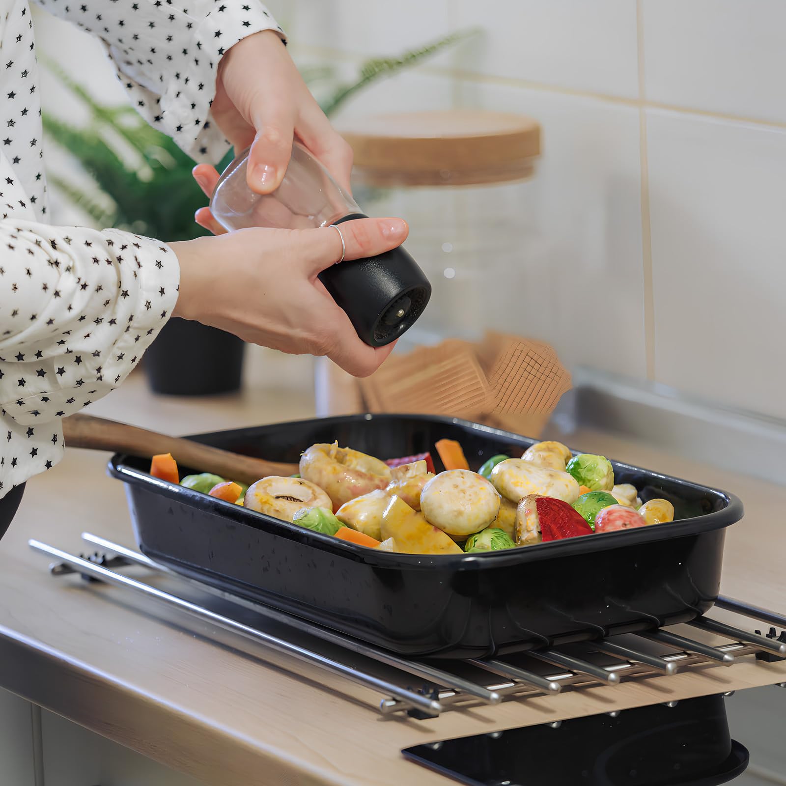 Didiseaon 2 Bandejas para Hornear Set de 2 Piezas Resistentes y Fáciles de Limpiar Negras de Acero Inoxidable Duradero y Funcional Aptas para Hornos de Cocina
