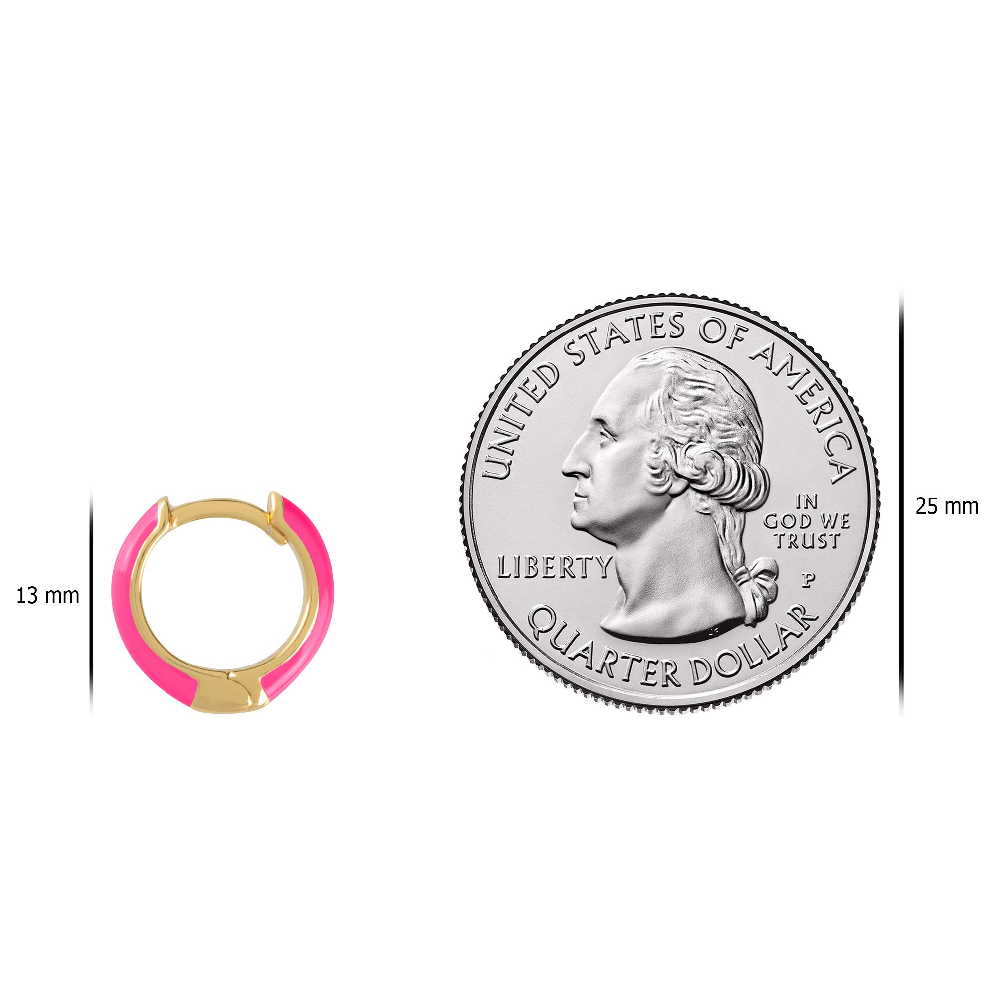 14K Gold Plated Sterling Silver Enamel Color Huggie Hoop Earrings for Women – Wide Range of Vibrant Color Options Available