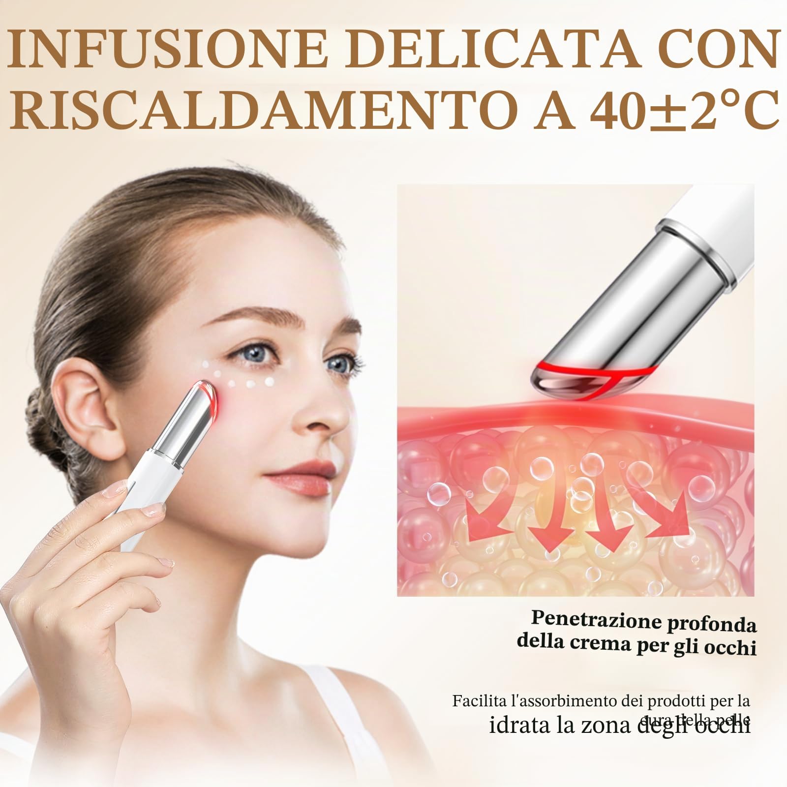 Massaggiatore Occhi, ANLAN Massaggiatore Contorno Occhi, EMS Massaggiatore Viso con 40 °C Impacco Caldo, Vibrazione, EMS, Elimina Occhiaie, Gonfiori e Rughe Oculari(Bianco)
