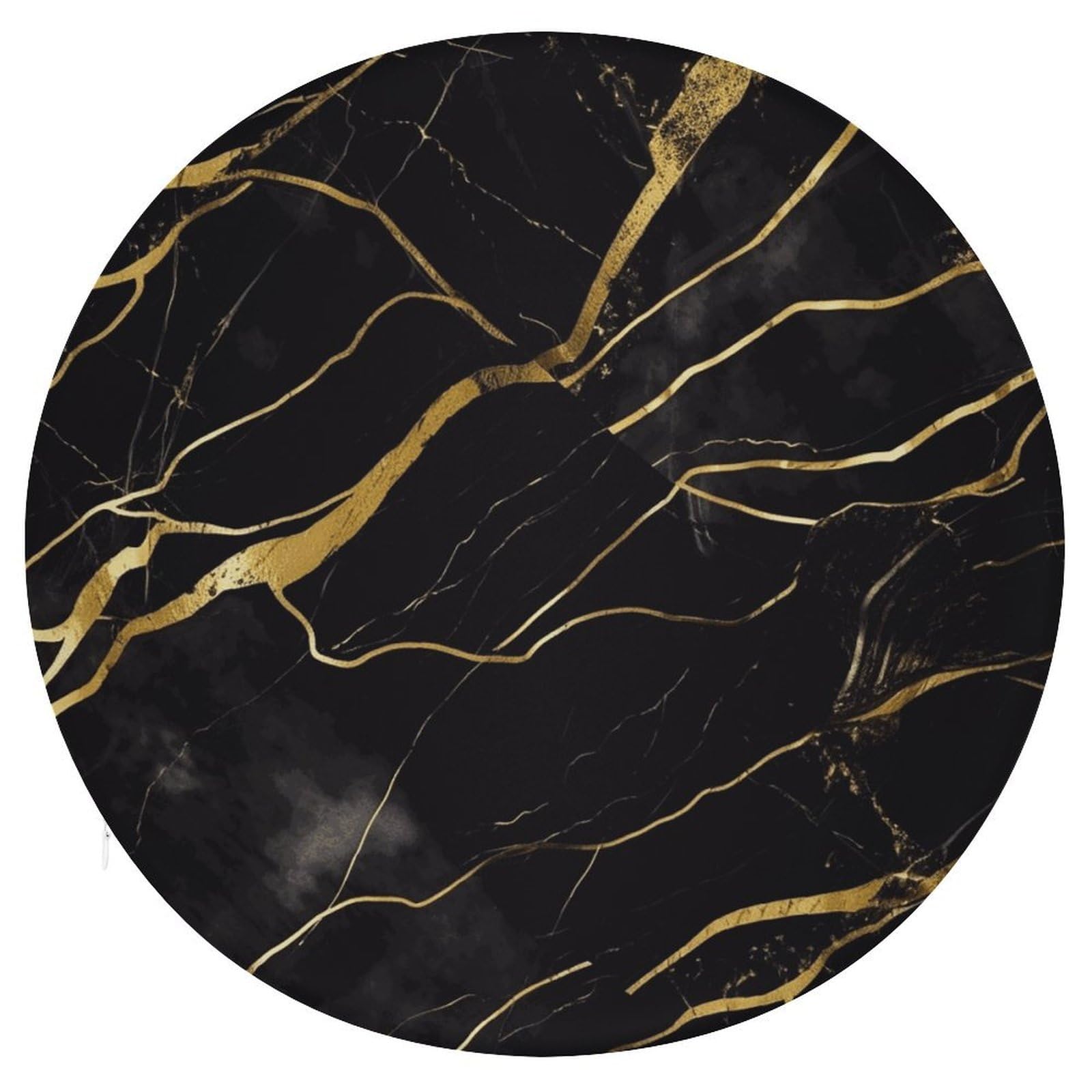 Wsoihfec Style Black And Gold Marble Texture Seat Cushion Round Chair Pad