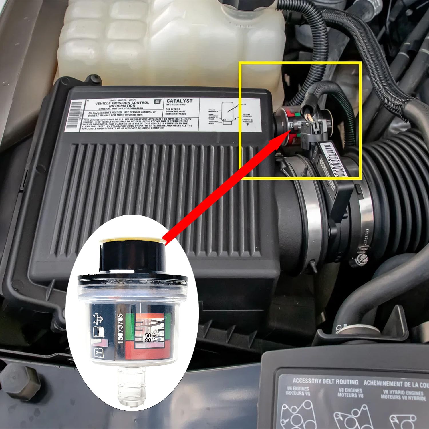 Air Flow Restriction Sensor Meter Gauge Compatible with GMC Sierra 1500 1999-2009 Air Filter Restriction Indicator Replace 15073765 (Not Applicable Chevy Silverado)