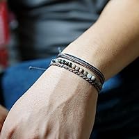 Vista 382 de Handmade Natural Stone Beaded Healing Bracelet Gift for Men Adjustable Rope String Bracelet