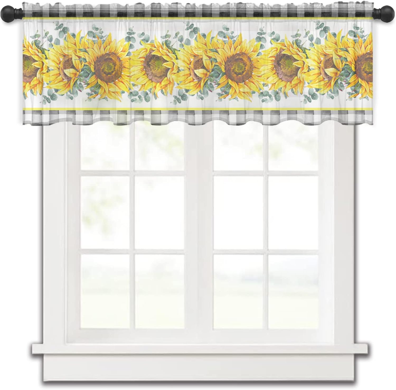 Sheer Curtain Valances for Windows, Sunflower