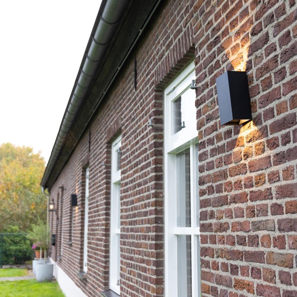 HOFTRONIC - Miles XL LED Wandlampe Dimmbar - 20 Watt 2000 Lumen Super Hell - H 23 cm - B 12 cm - 3000K Warmweiß - IP65 Wasserdicht - Schwarz - Up & Down Lampe - LED Außenleuchte
