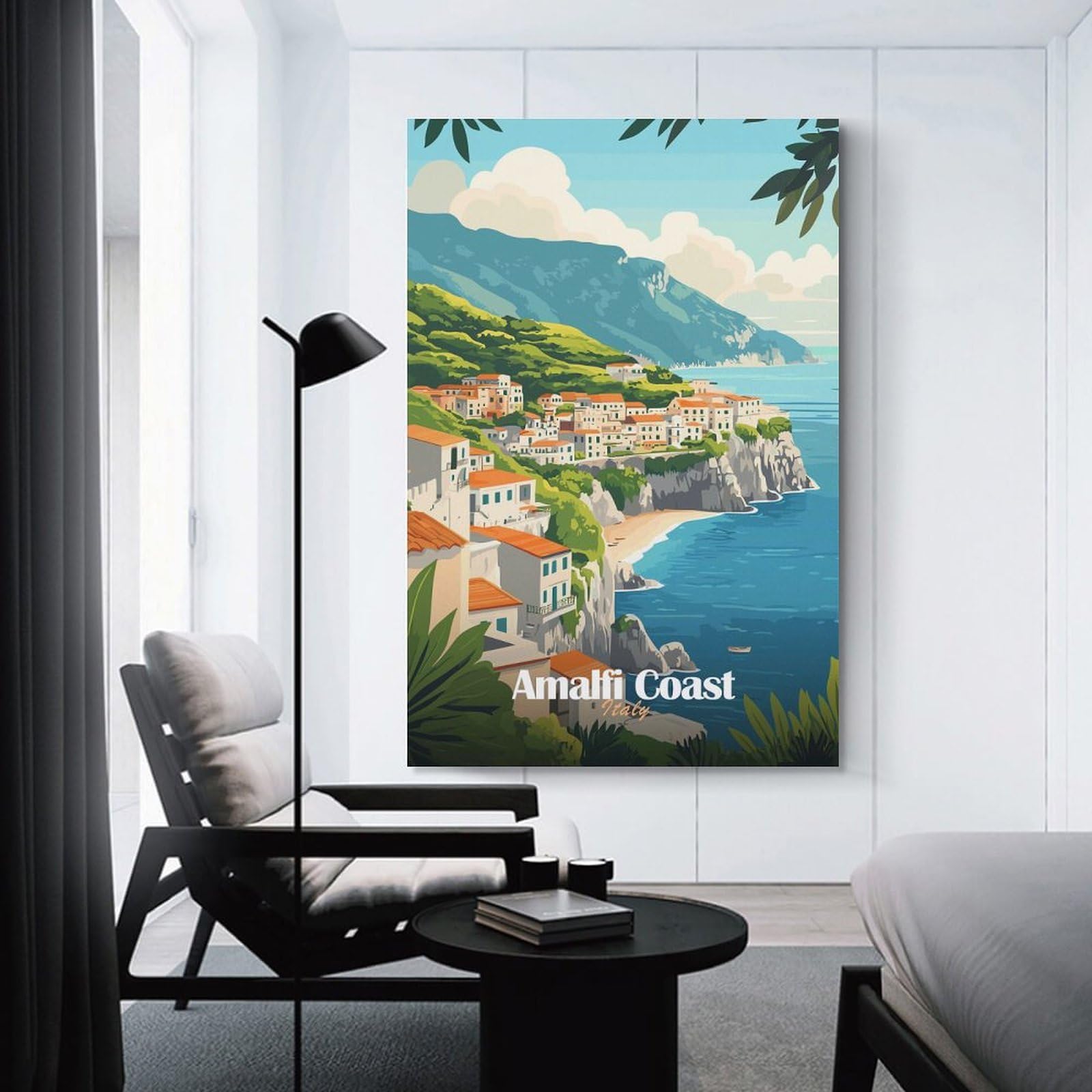 Junmoney Unframe-Style-3 Amalfi Coast Italy Wall Decor Canvas Print, 16X24inch(40X60cm), For Hallway, Lounge Or Guest Room, Decorative Present For New Homes