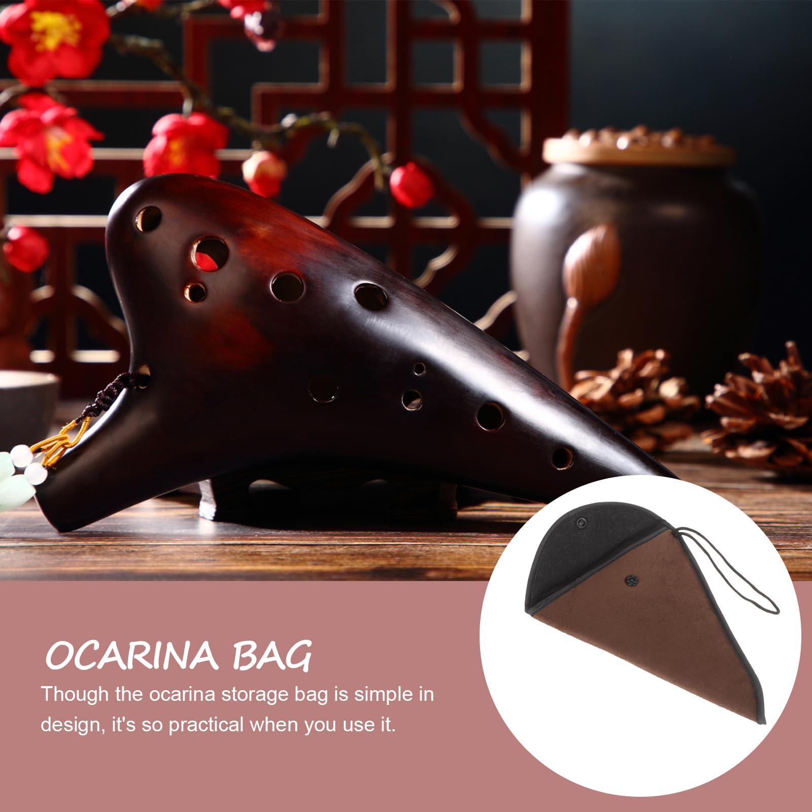 Amosfun 3 custodie protettive Ocarina, 1 borsa in tessuto non tessuto, borsa da viaggio in ceramica, accessorio da viaggio Ocarina, borsa anti-perdita per 12 fori
