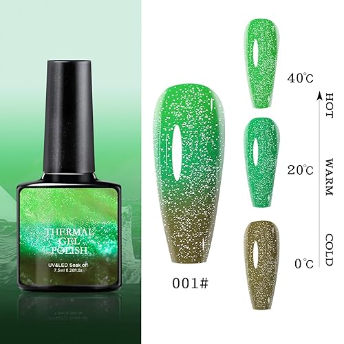 Miniatura 3 de Esmalte de uñas en gel con efecto de cambio de temperatura, reflejo de diamante roto, 8 colores brillantes y brillantes, tres grados de sensibilidad