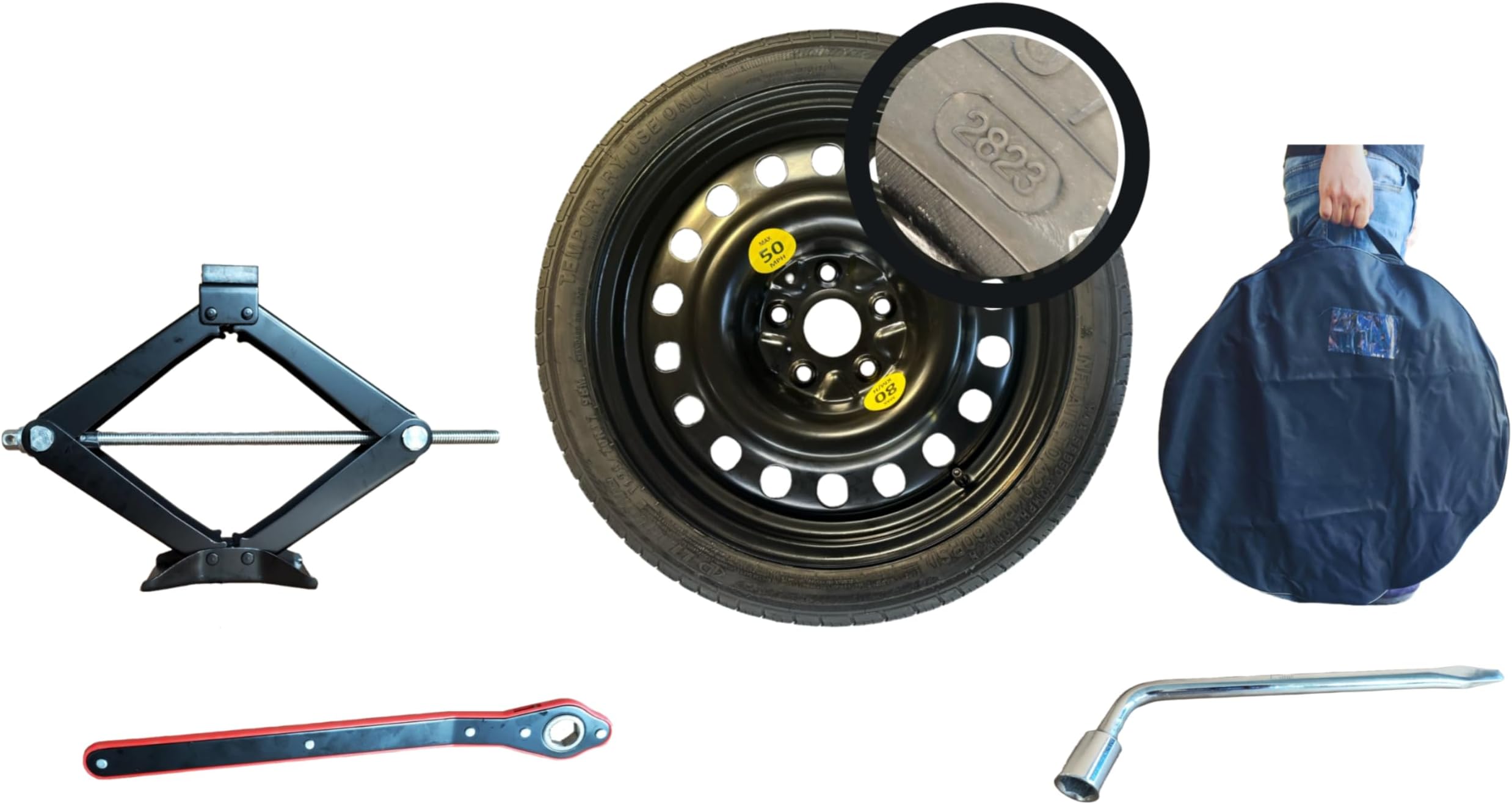 Ruotino Di Scorta 16" Per MG Zs Benzina - Kit Completo Con Cric, Chiave E Sacca - Foto 4
