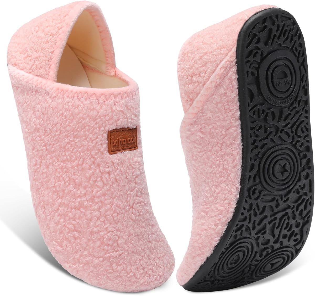 Slippers for Women Men Cozy House Shoes Slip on Indoor Barefoot | Wide Toe Furry Warm Lightweight Flexible Non Slip Rubber Sole for Home Bedroom Travel Hotel Yoga Gift for Your Family
