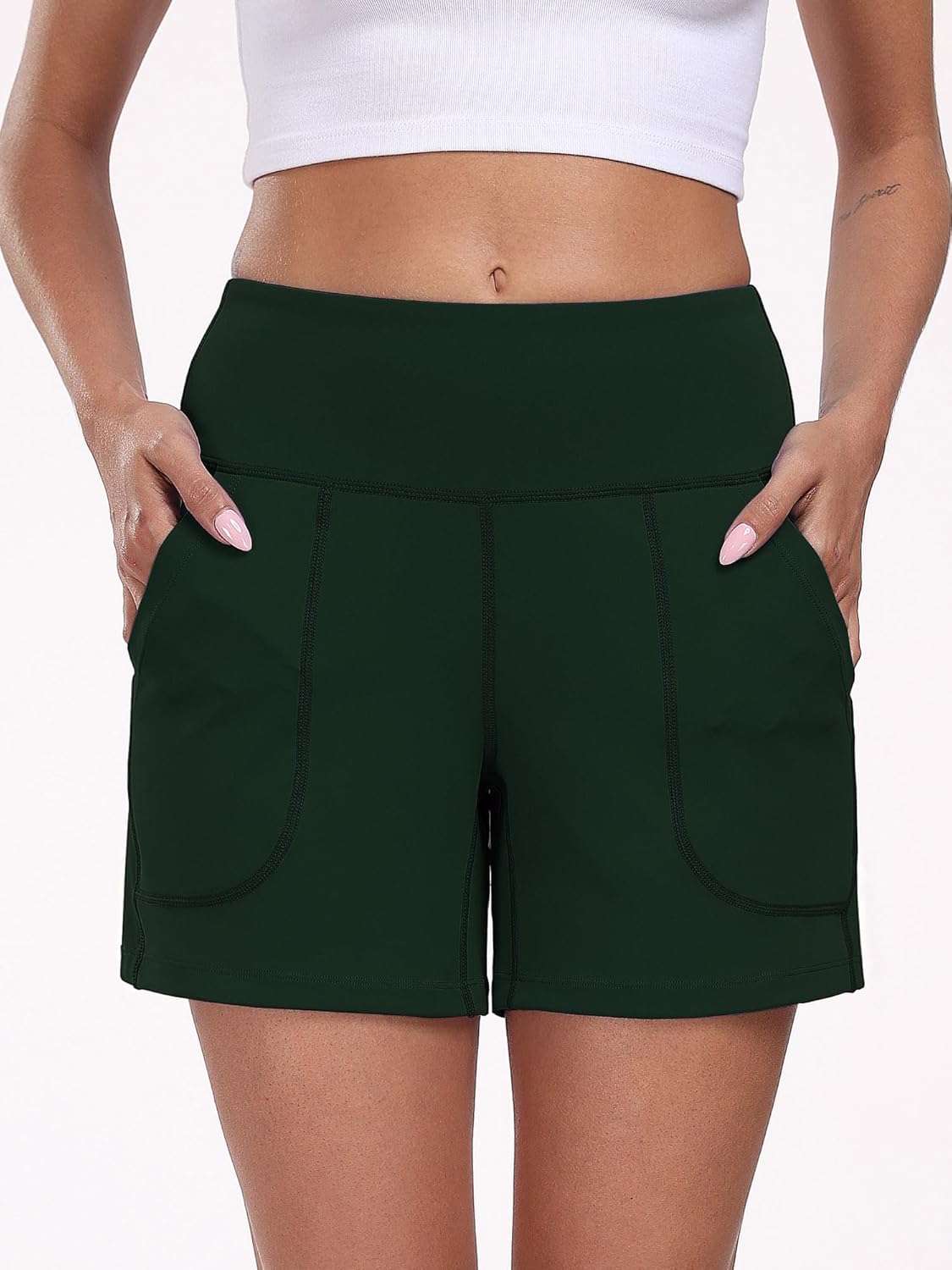 CADMUS 5'' / 9'' Women's Athletic Long Shorts Stretch High Waisted Bermuda Shorts Yoga Walking Running Casual 1 or 4 Pack - Image 2