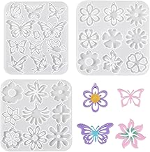 3 Pcs Flower Butterfly Silicone Mold for DIY Crafts Pendants Earrings Jewelry Making