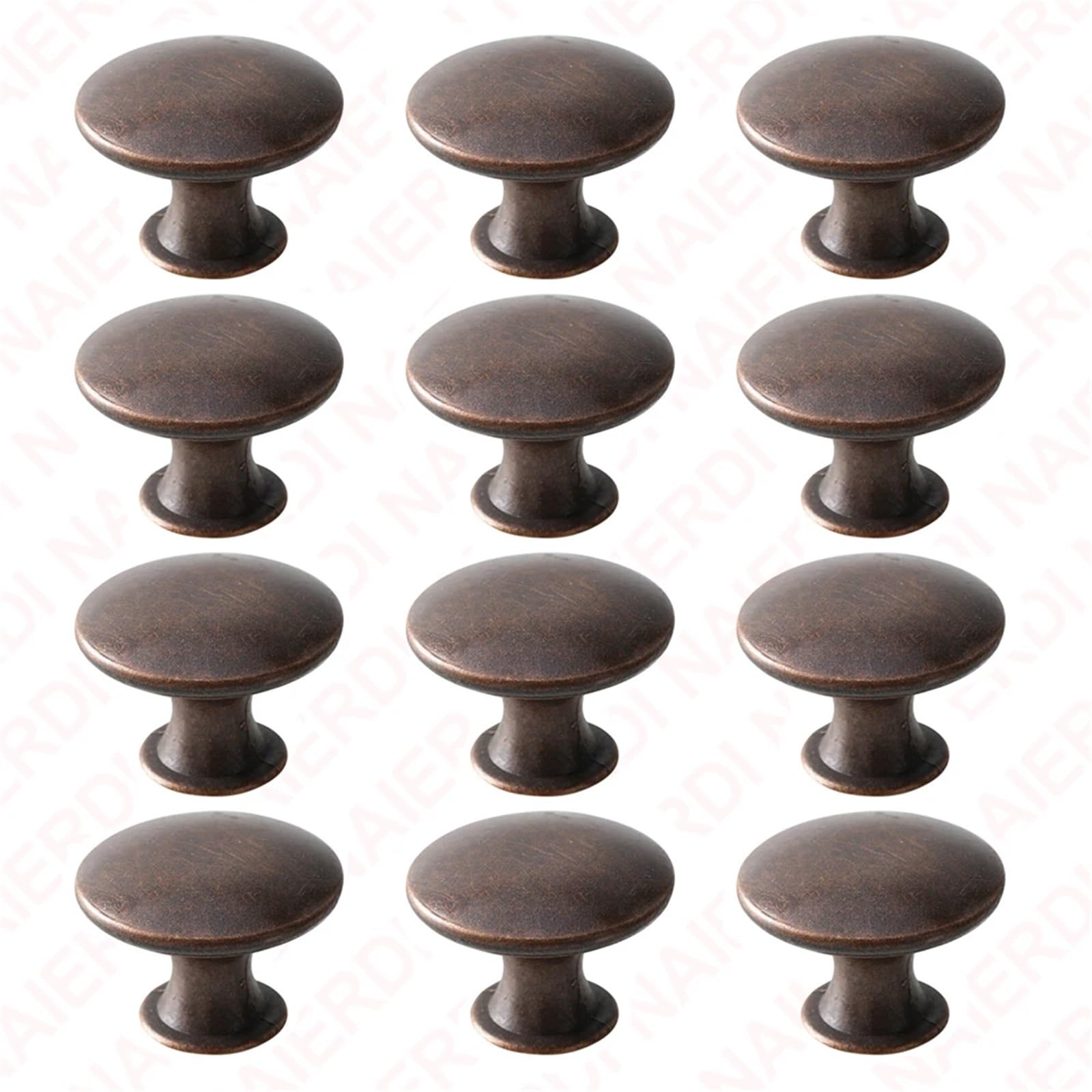 KDHCVKZ 12PCS Drawer Knobs Kitchen Handle 30mm Zinc Alloy Black Furniture Handles Wardrobe Dresser Cupboard Door Pulls(Red Bronze)