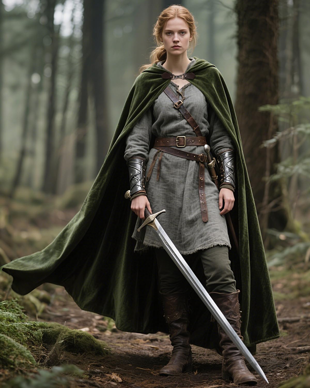 keland Mittelalter Umhang mit Kapuze Renaissance Cloak für Damen Herren Halloween Cosplay (Olivgrün)