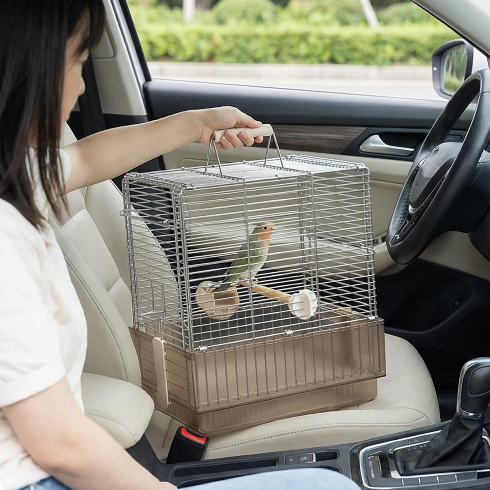 Jaula plegable para mascotas de acero inoxidable 304, ligera y con cerradura segura para facilitar el transporte de aves al aire libre