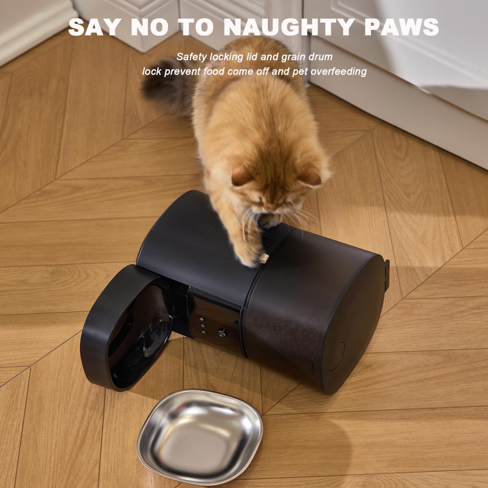 Automatic Cat Feeder with Camera & Voice Interaction, WiFi/App Control, 4L Dry Food Dispenser for Cats & Dogs with Freshness Preservation, Custom Feeding Times & Portions, Dual Power - image 7