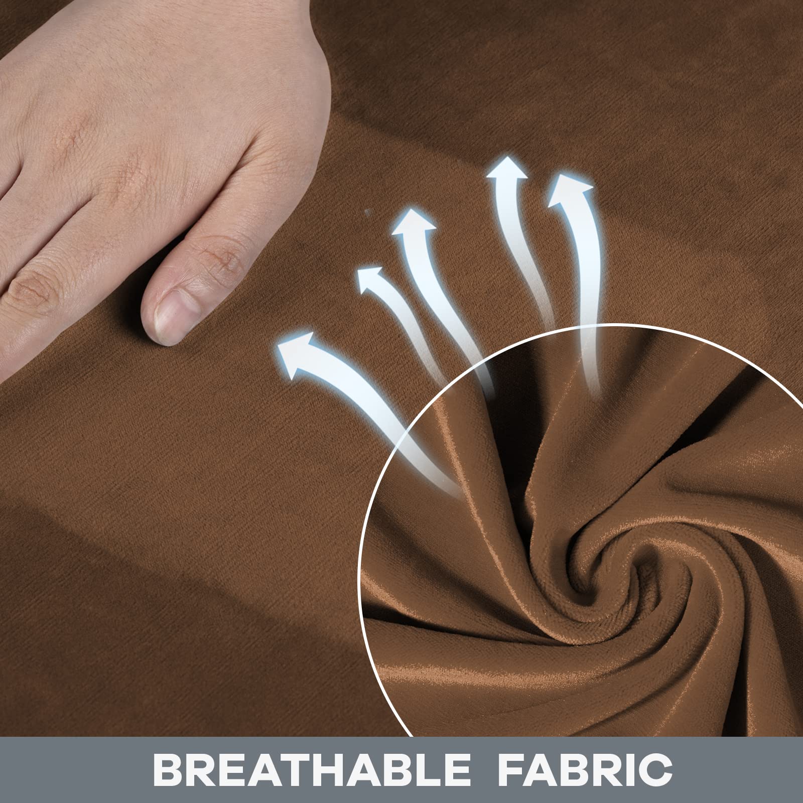 WEERRW Velvet Couch Cover for 3 Cushion Couch Covers - Stretch Sofa Slipcovers with Non Skid Foam and Elastic Bottom, Furniture Protector for Pets, Crafted from Soft Plush Fabric, Camel, Large