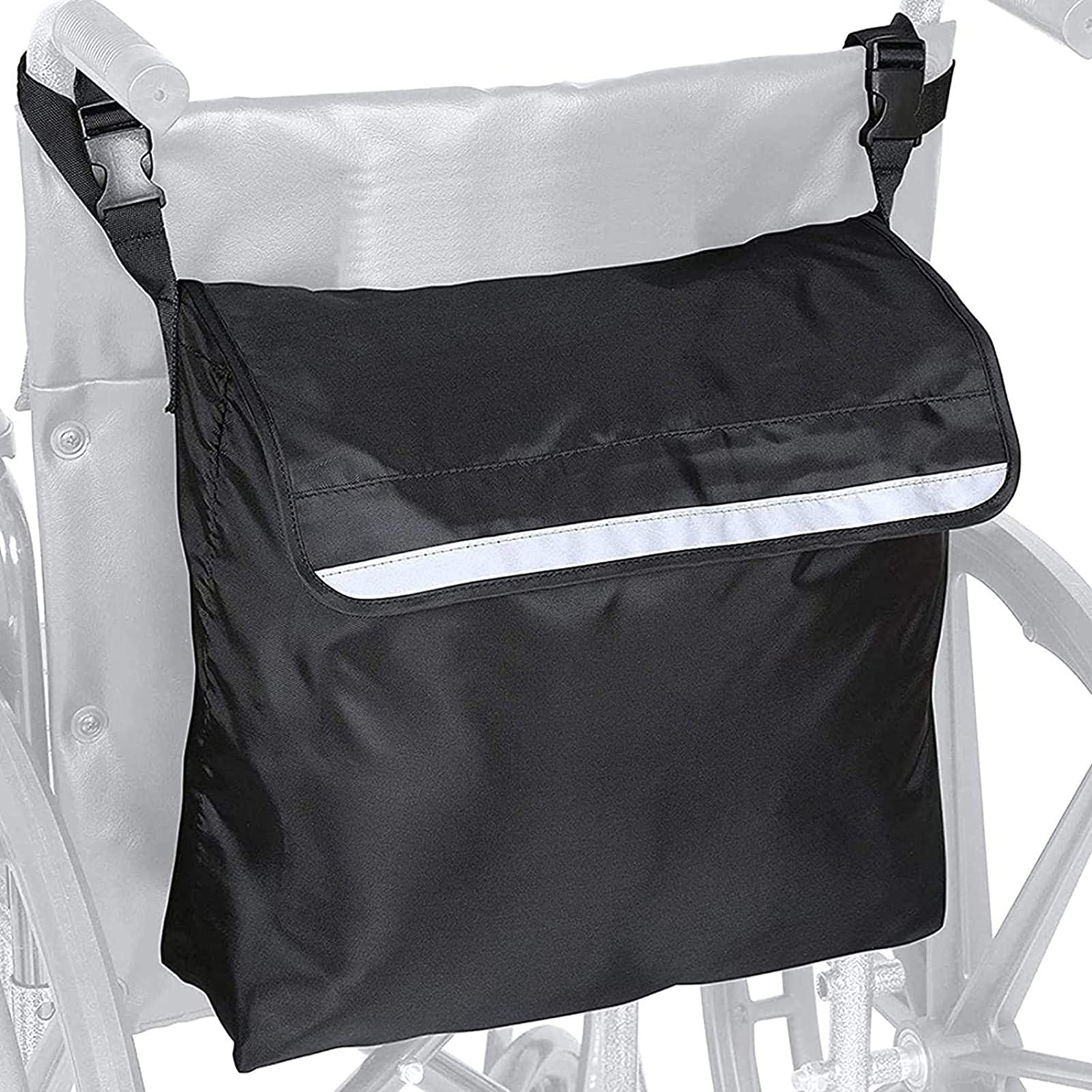 Bolsa Universal para Silla De Ruedas, Mochila Multifunción para Scooter De Movilidad con Rayas Reflectantes, para La Mayoría De Las Sillas De Ruedas, Scooters, Andadores, Andadores
