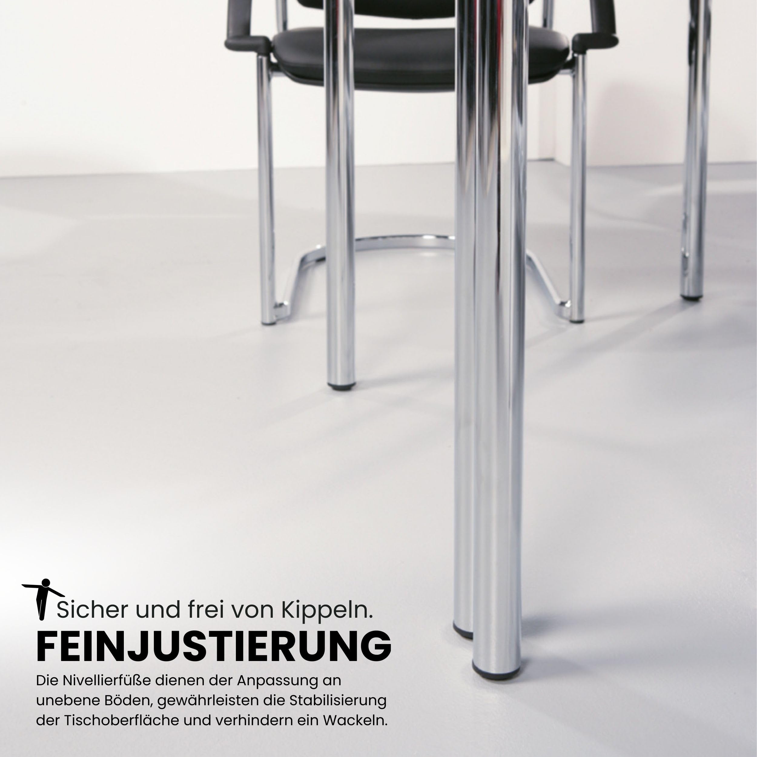 bümö Multifunktionstisch Buche, Tisch 160 x 80 cm, Tischfuß verchromt - einfacher Tisch, Besprechungstisch System D-Serie, Konferenztisch, Meetingtisch, Mehrzwecktisch, Pausentisch