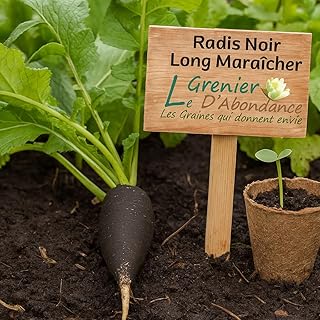 100 graines à semer - Le Grenier d'Abondance - Radis noir long maraîcher bio - Raphanus sativus