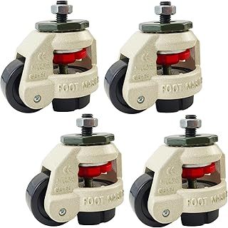 4 PCS 2 Inch(50mm) Leveling Machine Stem Casters Retractable Rubber Leveling Foot for Workbench, Machines, and Equipment Total Capacity 2200 Lbs