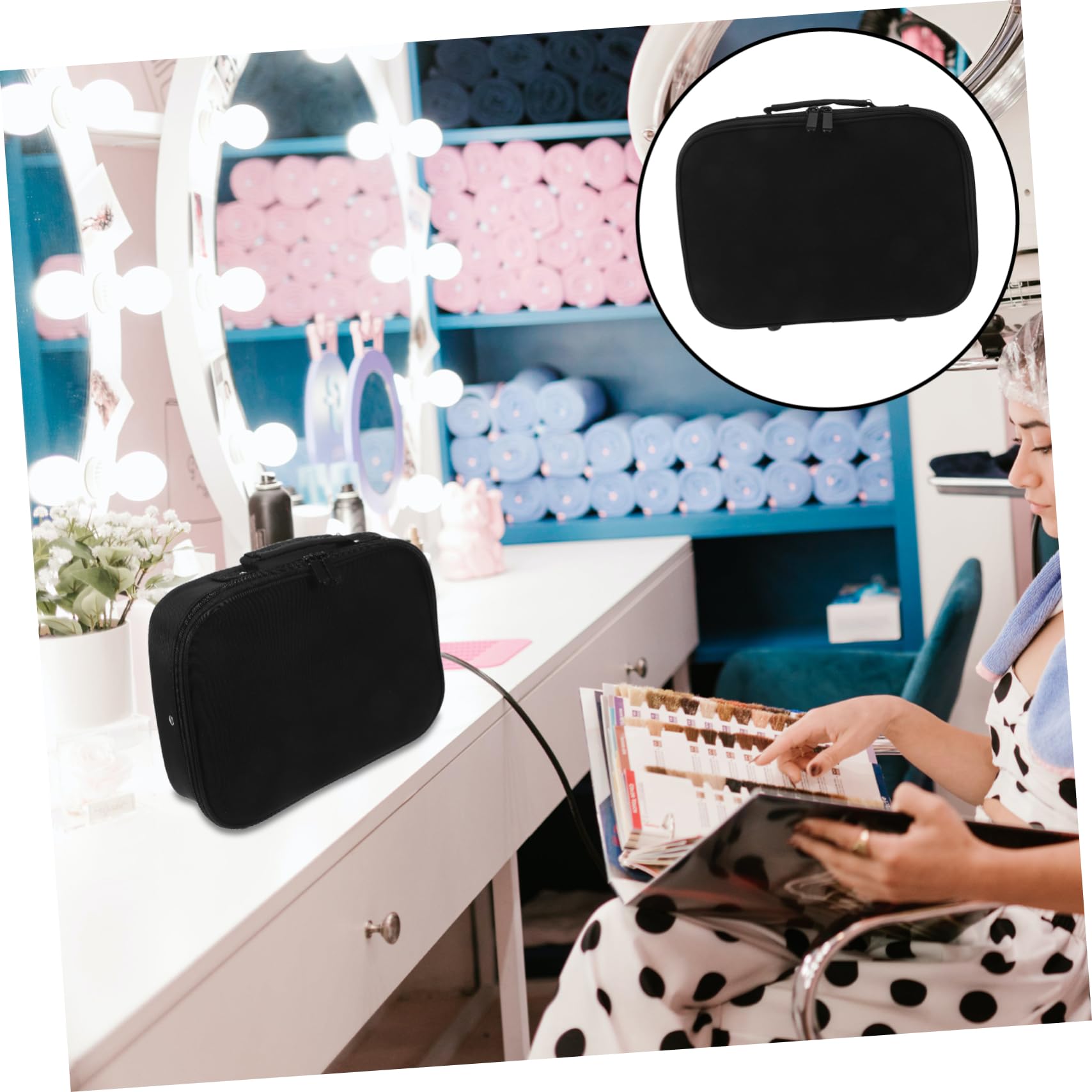 Große Friseurtasche aus Gewebe in Schwarz für Friseurbedarf