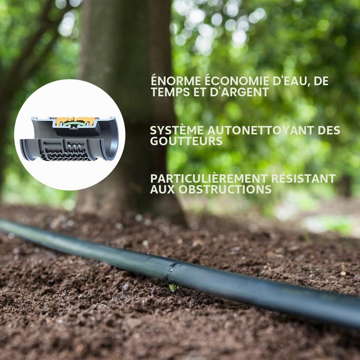 HOLZBRINK Tuyau Goutte à Goutte 5/8" 16 mm Irrigation du Sol avec Régulation de Pression Tuyau d'Arrosage Autonettoyant, Profi, 100 m, HTS01-P