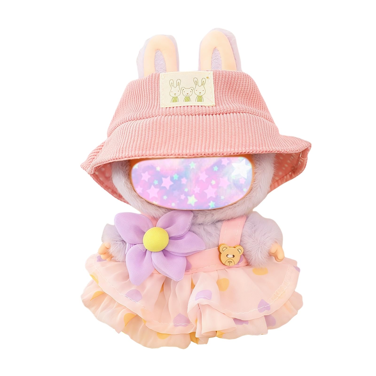 17cm Doll Clothes Set, 3 Pieces Dress Outfit Set for 6.7inch Doll Suit, Fashion Chic Hat & Clothes Accessories for 1st/2nd/3rd Gen Dolls Play & Display Pink