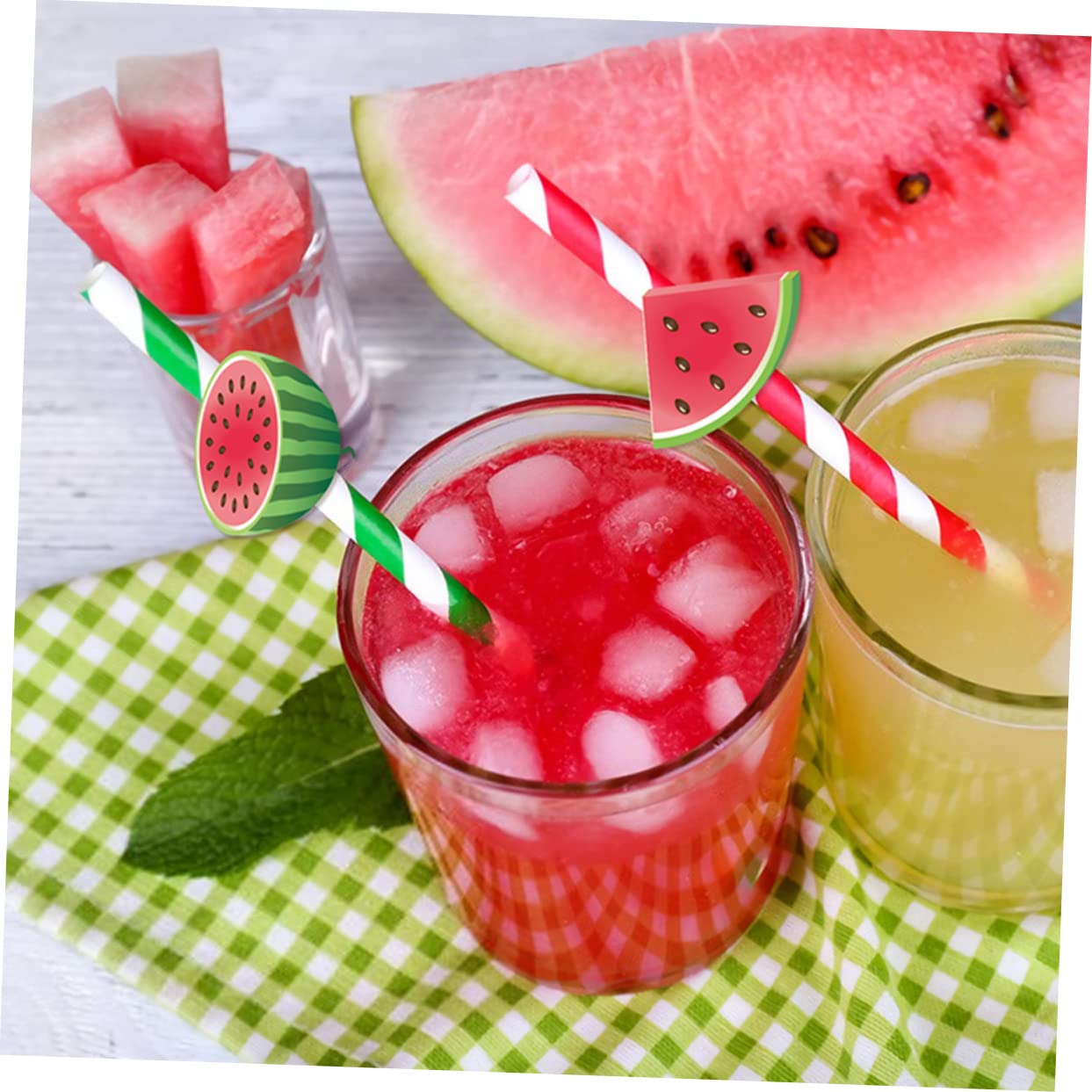 Didiseaon 4 Juegos De Pajitas De Papel Reutilizables Con Temática De Sandía Estilo Hawaiano Decorativas Para Fiestas Y Cócteles 40 Unidades.