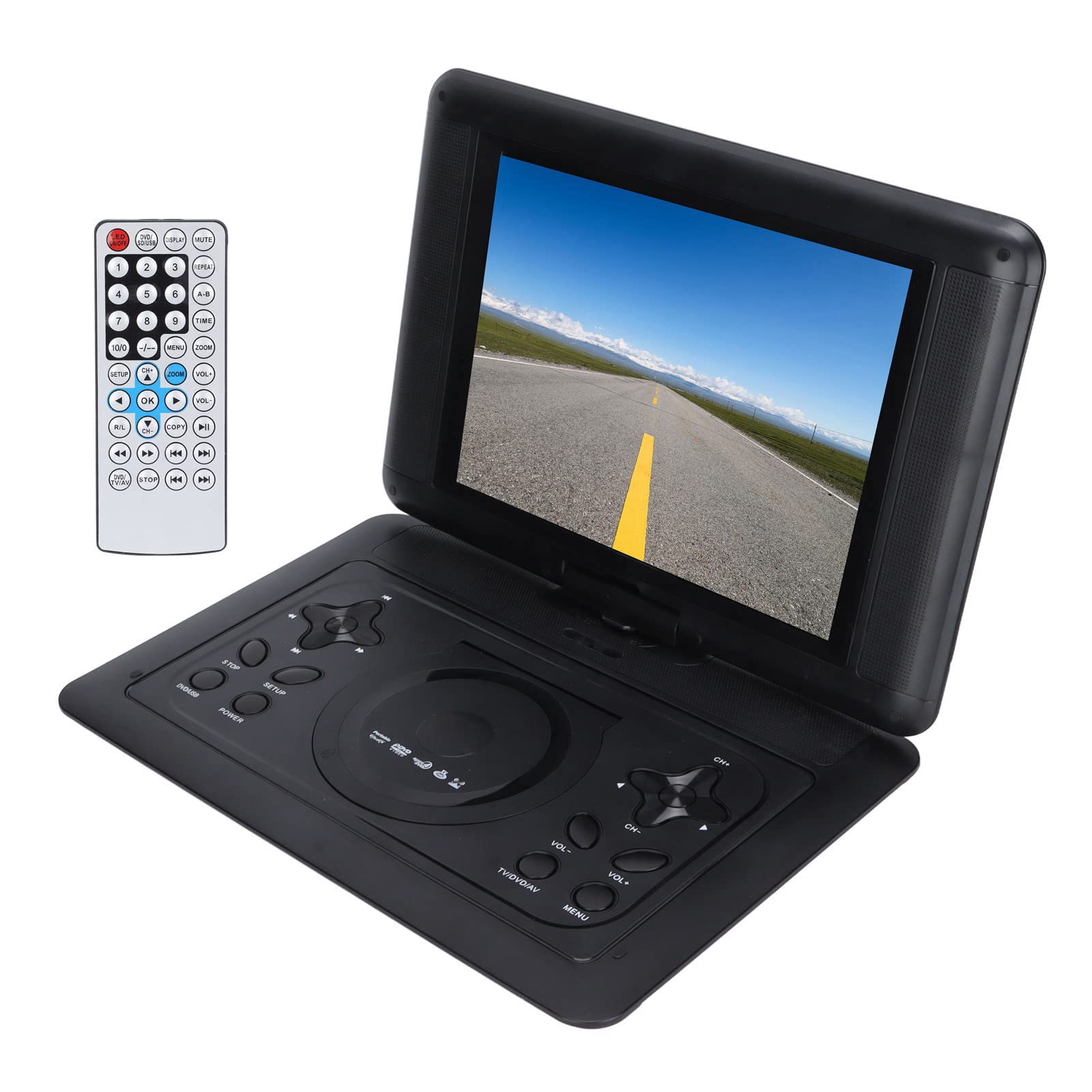 Lettore DVD Portatile, Grande Schermo HD da 12,0 Pollici, Schermo con Rotazione di 270 Gradi Lettore DVD per Auto Piccola TV, Supporto U Disk/Sd/MMc Cassetta Telecomando/Controller di Gioco/Disco(EU)