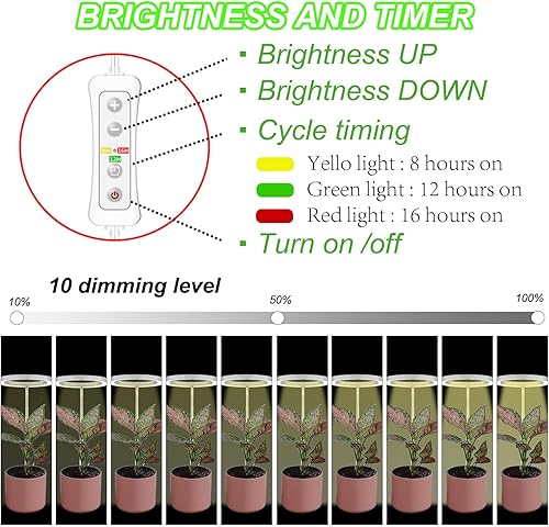 Miniatura 37 de yadoker Luz de cultivo de plantas, luz LED de espectro completo para plantas de interior, altura ajustable, temporizador automático, bajo voltaje