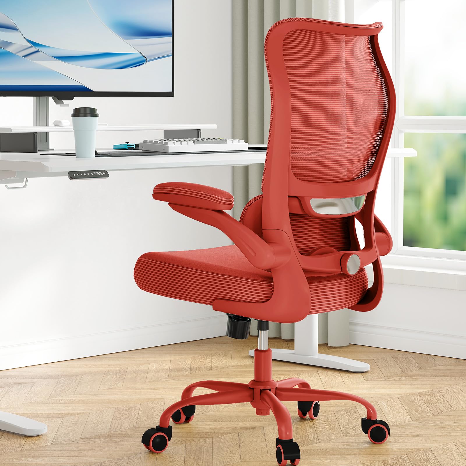 TRALT Office Chair Ergonomic Desk Chair with Lumbar Support Red Bright, 1