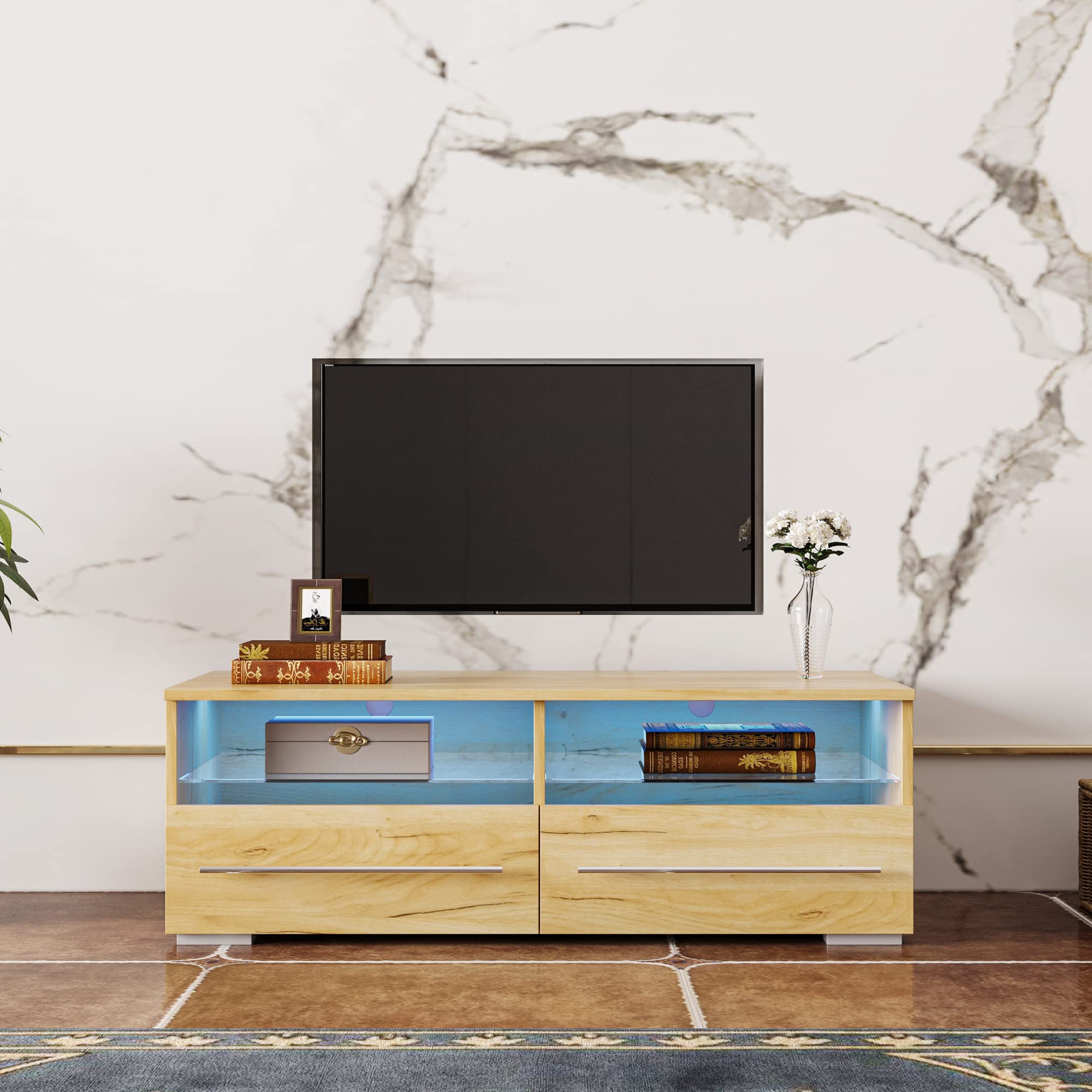 Amazon.com: The Wood Grain Color TV Cabinet has Two Drawers with