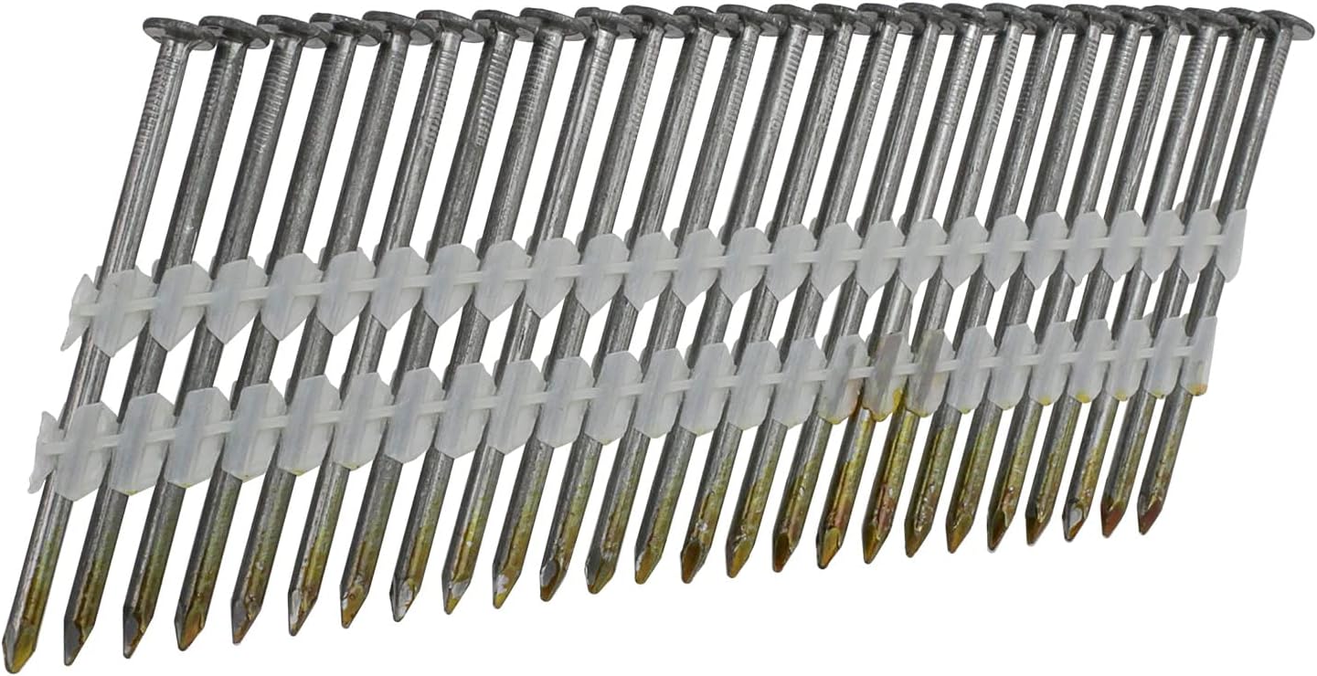 NuMax 21° .113" x 2-3/8" Plastic Collated Bright Framing Nails – Smooth Shank – Full Round Head – 500 Count – Durable Nails for Framing, Decking & Subfloors – FRN.113-238B500