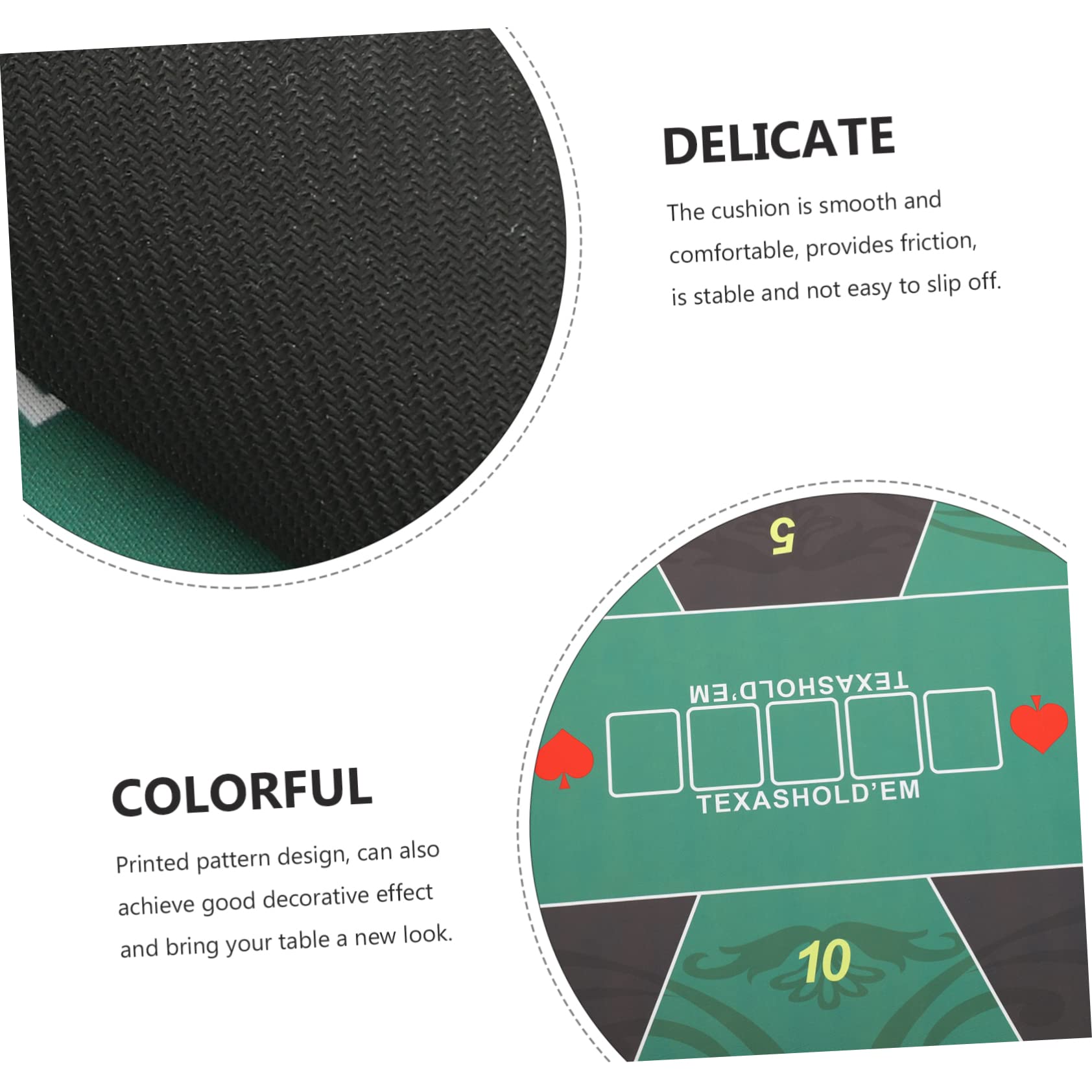 Poker Spielmatte aus Gummi für 10 Personen, Rechteckig Grün