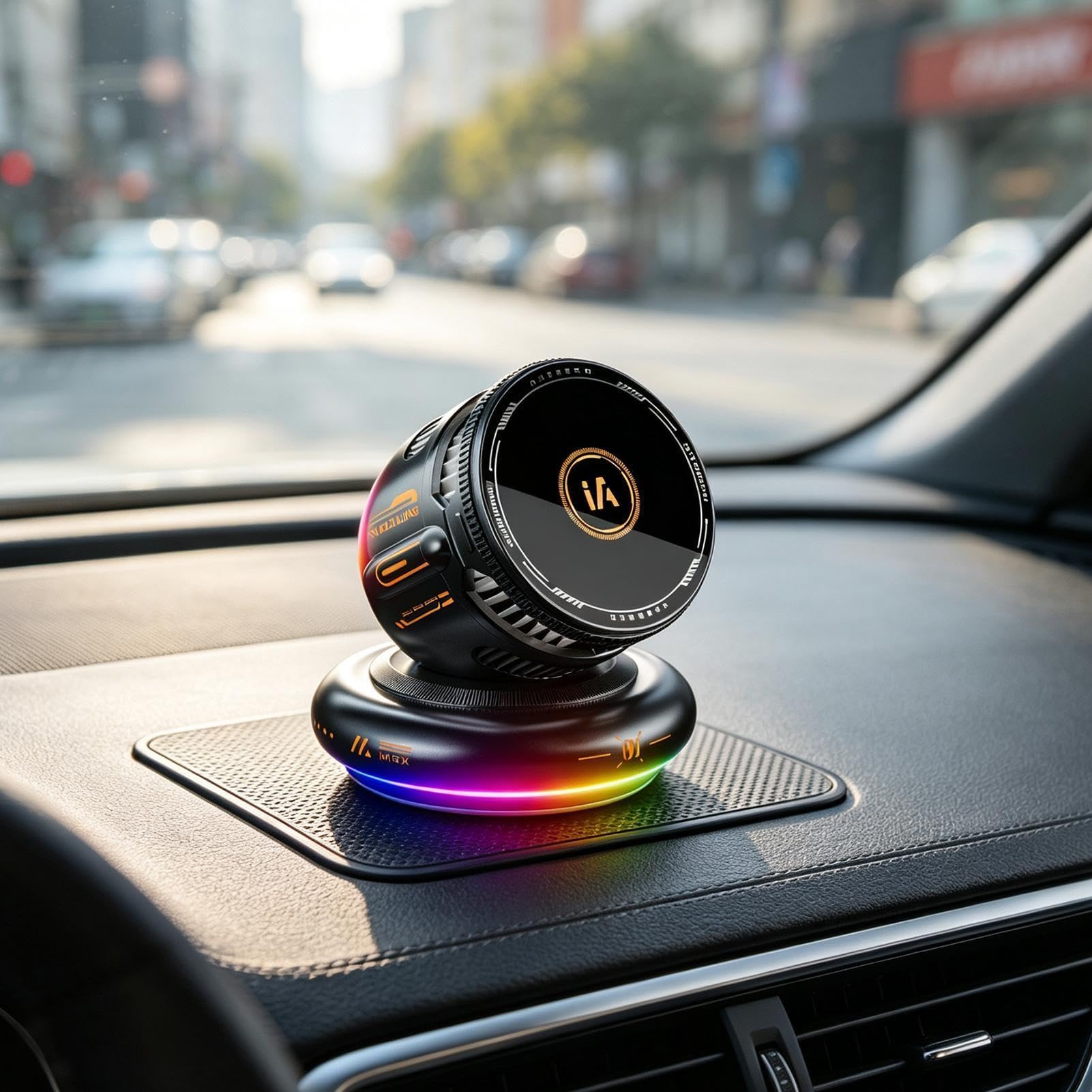 Supporto Telefono Auto Caricatore Wireless Raffreddato 15W Rotante 360° | Supporto Auto con Ricarica Wireless Per SUV, Camper, Berlina, Veicoli, Casa, Ufficio, Scrivania E Comodino