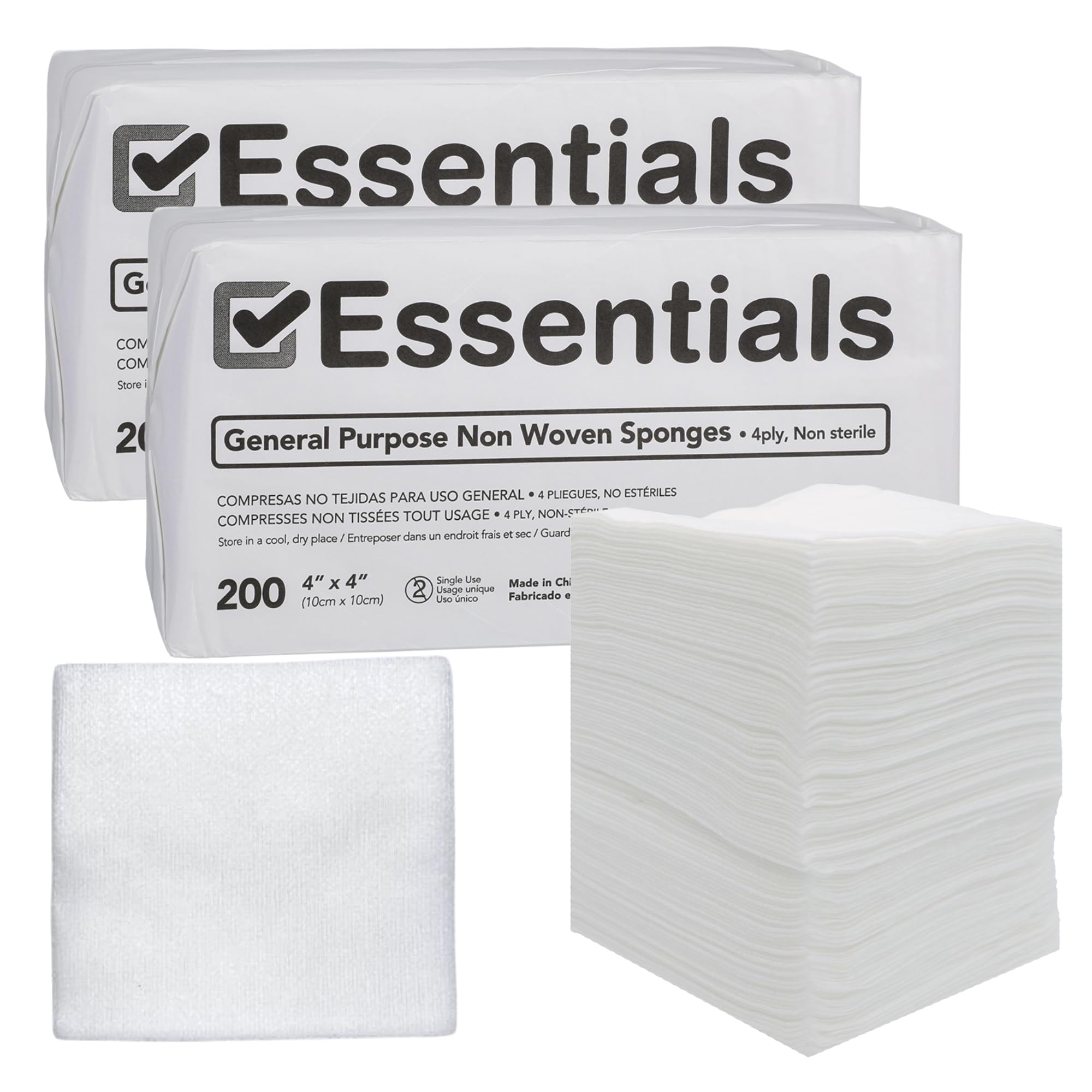 Essentials 4" x 4" Non-Woven Sponges, 4-Ply, Non-Sterile, Low-Lint, 200 Ct — Amazon image 11