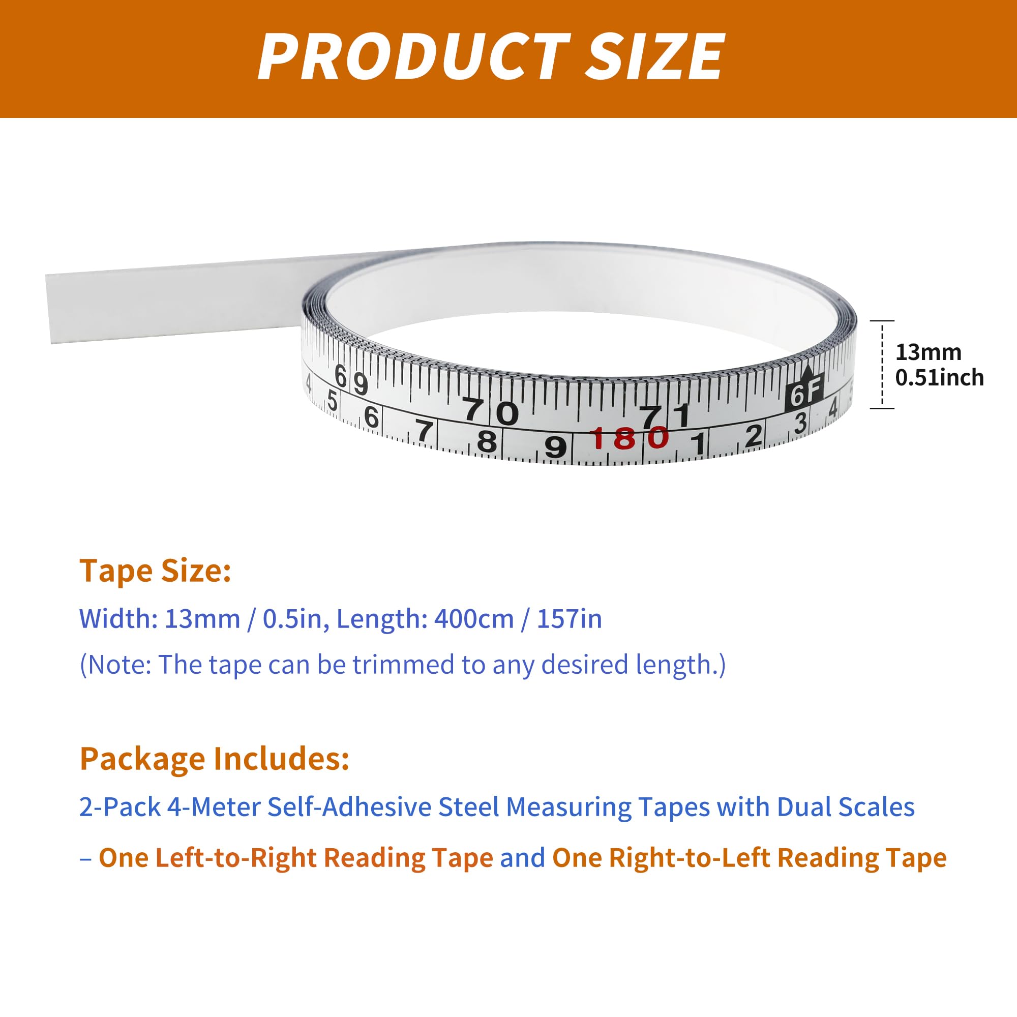 2 Pack Steel Measuring Tape - Stick On Ruler -2 2 Pack Steel Measuring Tape - Stick On Ruler -2
