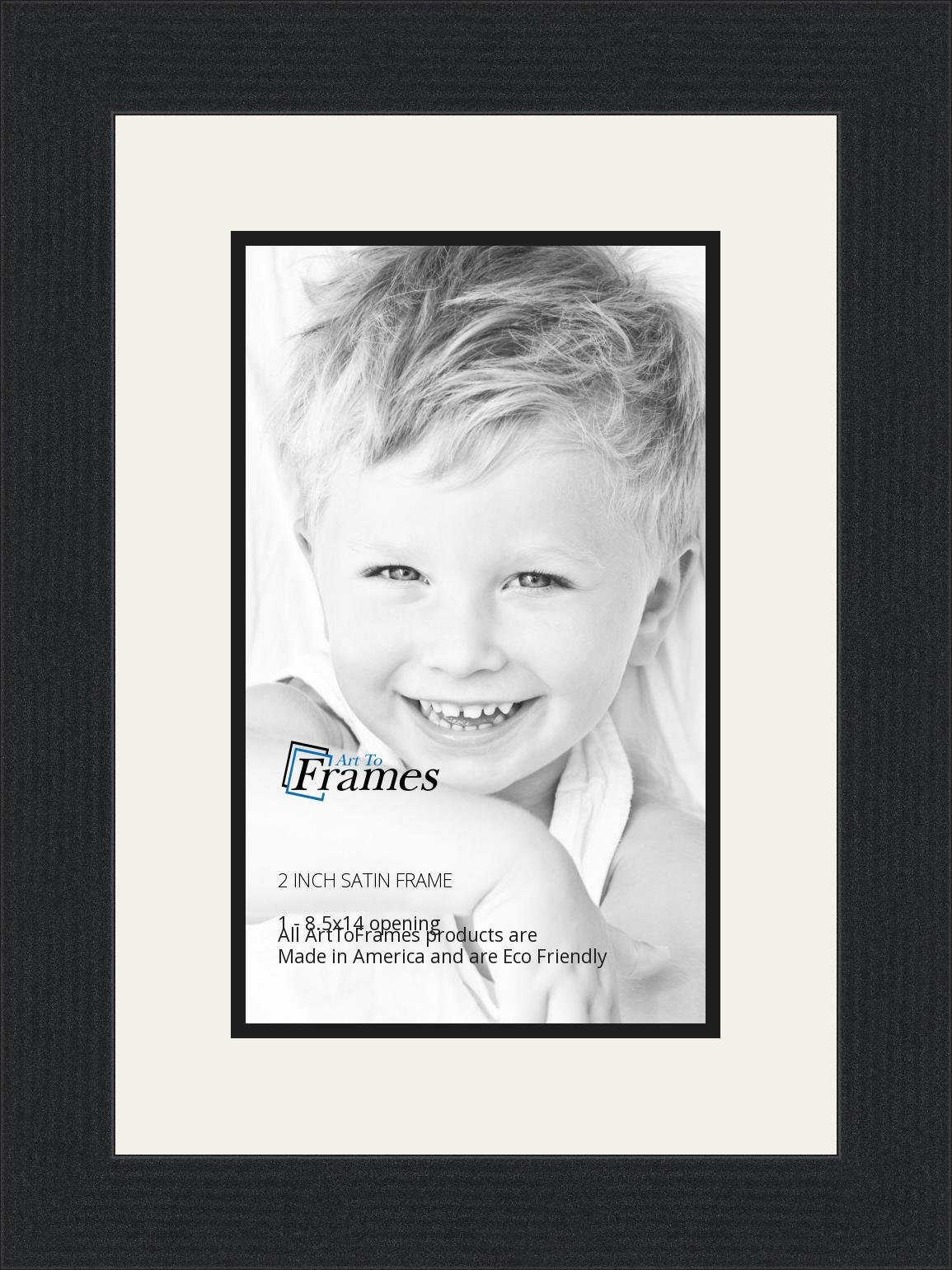 ArtToFrames 8.5x14 / 8.5 x 14 Picture Frame Satin Black .. 2'' Wide with a 2'' Double mat