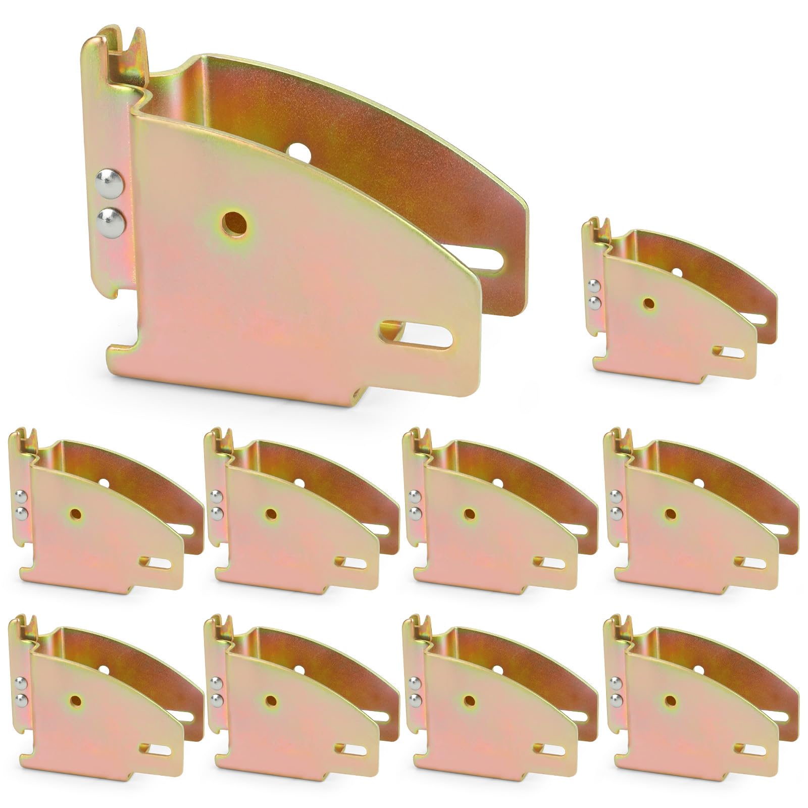 TENVONE - 10 paquetes de soportes para extremos de vigas de madera tipo E, accesorios para rieles tipo E, soportes para vigas de madera, aptos para camiones de carga de 2x4 y 2x6 pulgadas, sistemas de amarre para almacenamiento de remolques, soportes para estantes, color dorado
