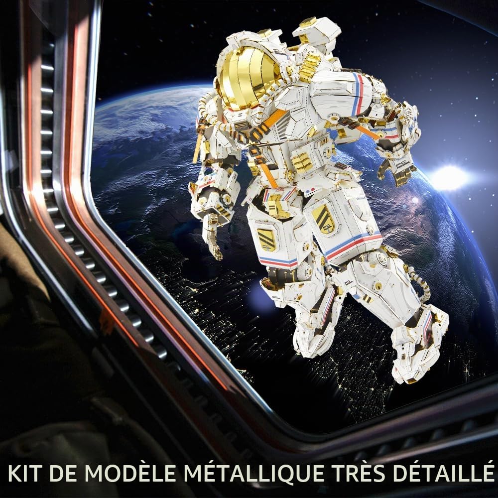 Piececool Puzzle 3D Metal Maquette Astronaute Spatial,Maquette Modèle l'univers, 3D Puzzle Adulte Acier Inoxydable, Cadeaux, Objets Collection, Matériaux Métalliques, 515 Pièces
