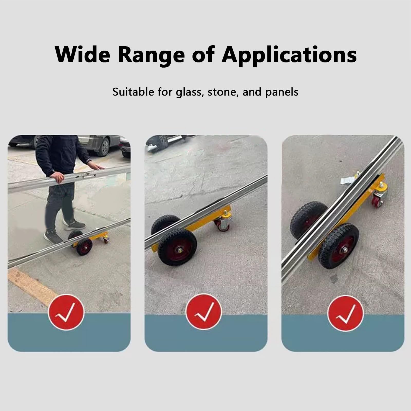Carro para Transportar Paneles con Ruedas con Freno | Carro para Puertas y Contrachapado, Capacidad de Carga de 500 kg, con Almohadilla Antideslizante(Channel width 8.5 cm)