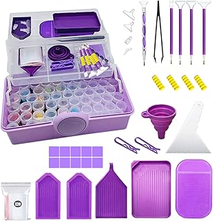 Diamond Painting Storage Containers Tools Accessories Kits with Shockproof Jars,DIY Diamond Art Tool Kits Craft Jewelry Bead Rhinestones Organizer Box Diamond Paintings Tools Kits Box (57-Slots)
