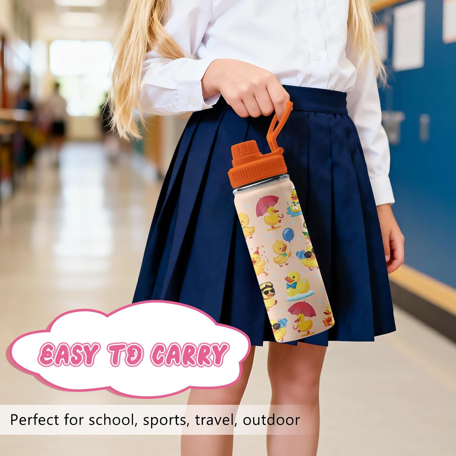 Duck Gifts, 18 oz Stainless Steel Water Bottles with 2 Lids, Insulated Water Bottle with Straw, Duck Cups for Travel Sports Outdoor, Birthday Christmas Gifts for Boys Girls Ducks Lovers (1pcs) - Image 8