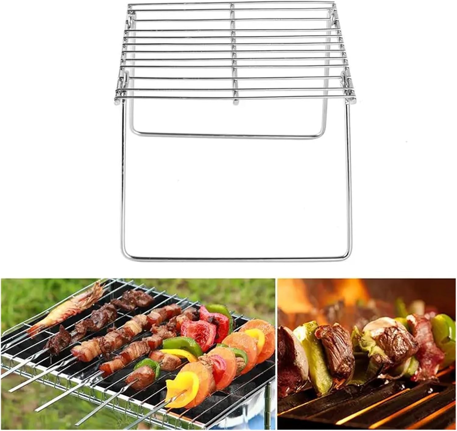 Stainless Steel BBQ Rack Fit For Mini Foldable Barbecue Charcoal Grill Simple Barbecue Rack Outdoor Barbecue Hanging Camping(16x18x12CM)
