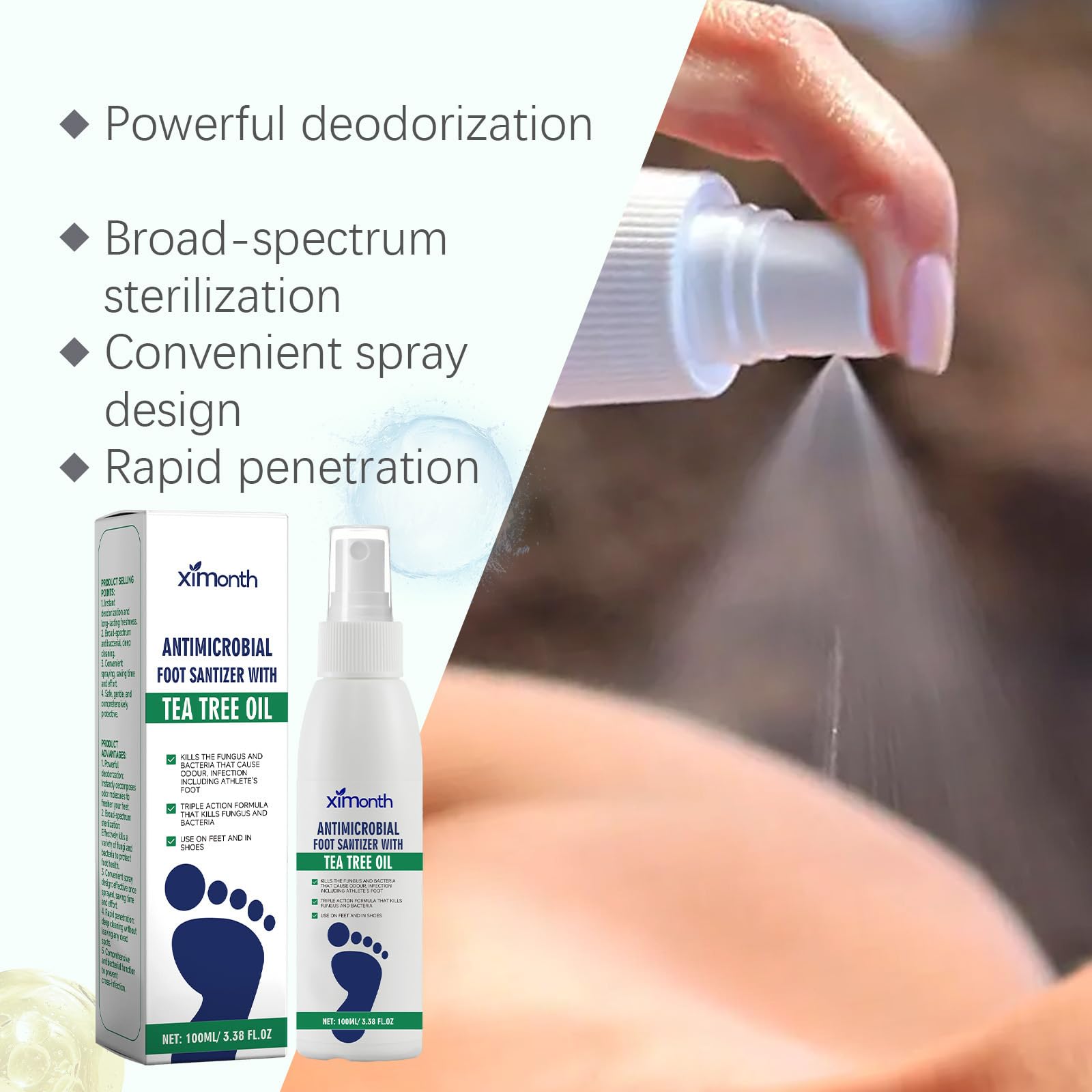 Anti-fongique foot Spray, contre les démangeaisons et les pieds en sueur
